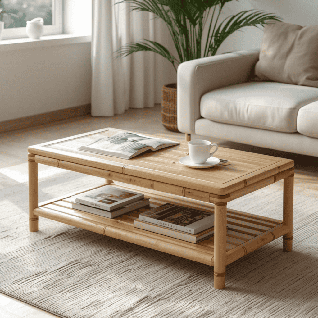 Two-tier living room stand with a storage shelf for books and magazines
