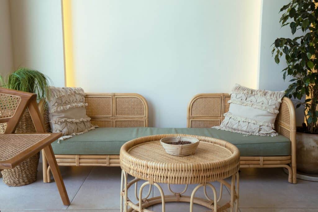 Circular wooden furniture piece for small apartments with eco-friendly design.