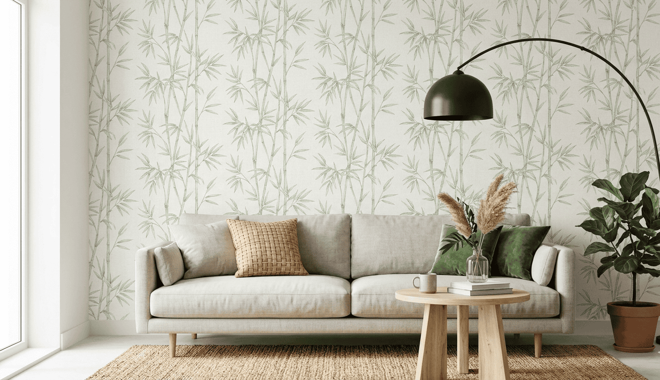 Japanese Bamboo Mural Wallpaper - Sustainable Home Decor Idea for Living Room